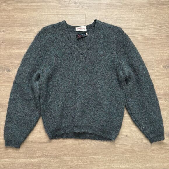 Vintage 60s University Shop Al Baskin Mohair Wool Sweater V-Neck Sz M USA Cobain - Picture 9 of 9